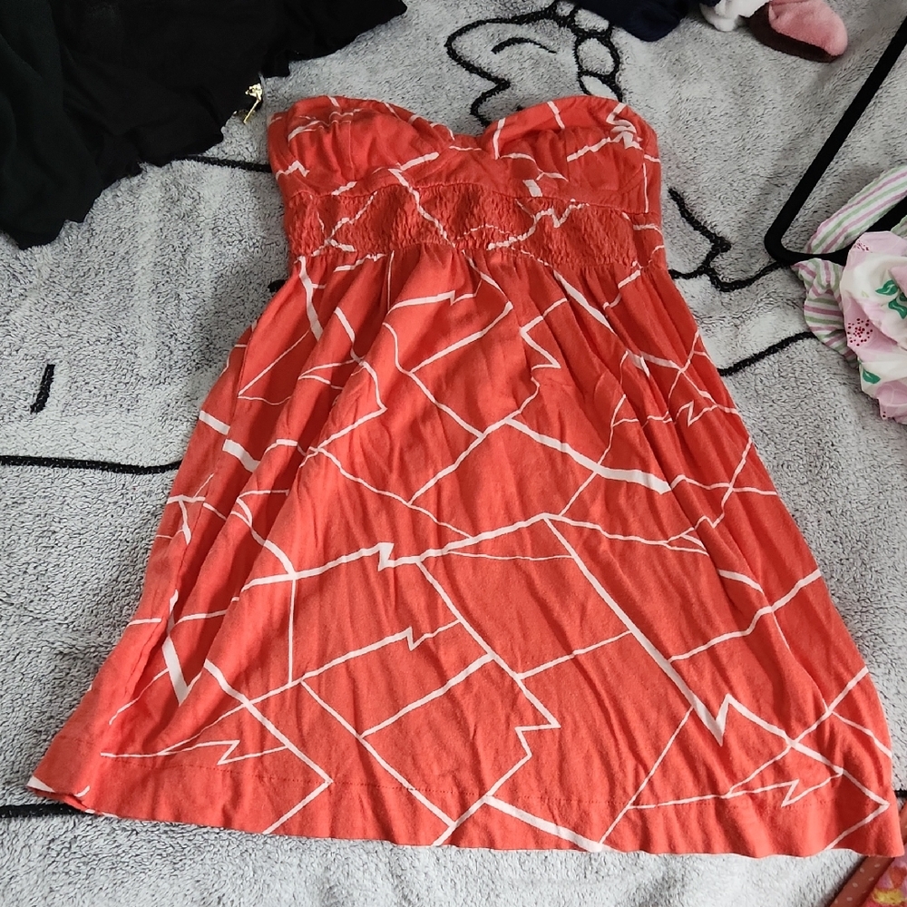 Billabong Strapless Geometric Coral Dress